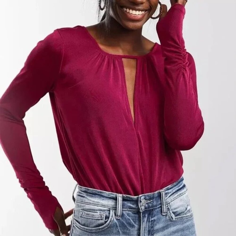 Free People Intimately Kaya Keyhole Bodysuit in Rose Hypnotic. Size M.